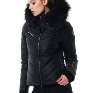 MDC Sport Navy Ski Jacket with Fur Trim Hood